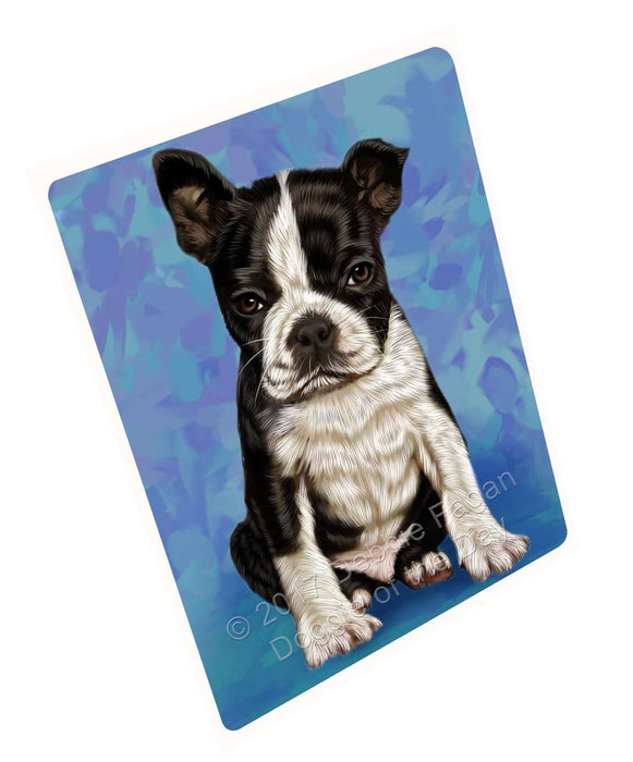 Boston Terrier Puppy Dog Art Portrait Print Woven Throw Sherpa Plush Fleece Blanket