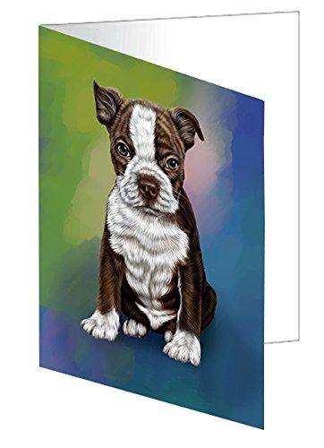 Boston Terrier Puppy Dog Handmade Artwork Assorted Pets Greeting Cards and Note Cards with Envelopes for All Occasions and Holiday Seasons