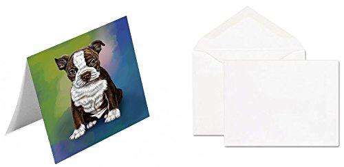 Boston Terrier Puppy Dog Handmade Artwork Assorted Pets Greeting Cards and Note Cards with Envelopes for All Occasions and Holiday Seasons