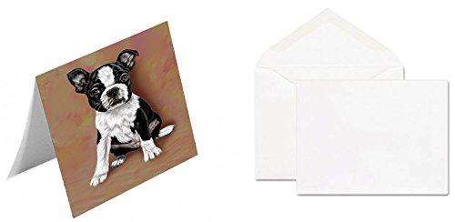 Boston Terrier Puppy Dog Handmade Artwork Assorted Pets Greeting Cards and Note Cards with Envelopes for All Occasions and Holiday Seasons