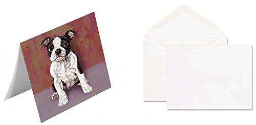 Boston Terrier Puppy Dog Handmade Artwork Assorted Pets Greeting Cards and Note Cards with Envelopes for All Occasions and Holiday Seasons