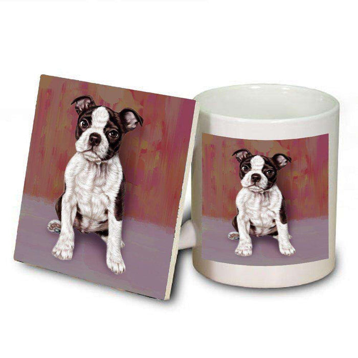 Boston Terrier Puppy Dog Mug and Coaster Set