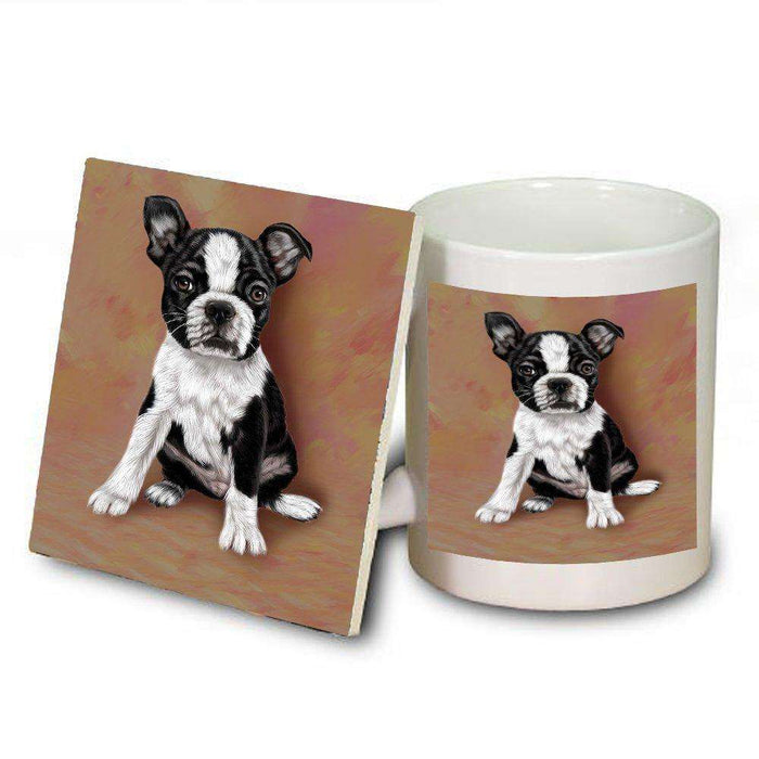 Boston Terrier Puppy Dog Mug and Coaster Set