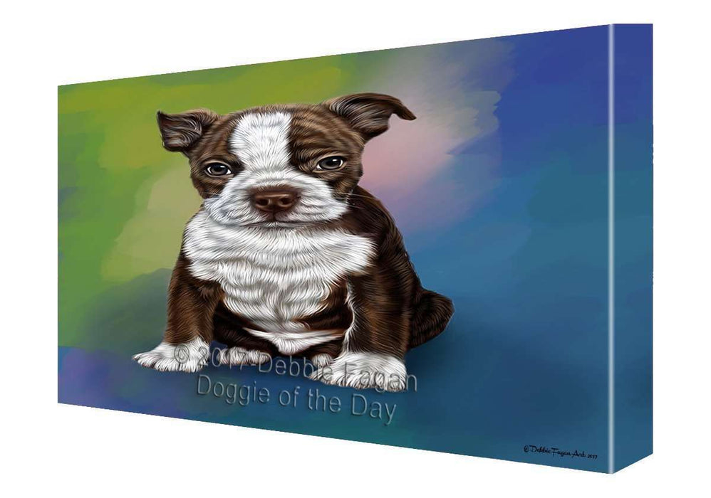 Boston Terrier Puppy Dog Painting Printed on Canvas Wall Art