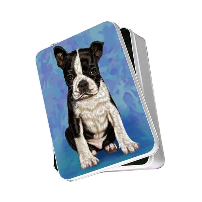 Boston Terrier Puppy Dog Photo Storage Tin