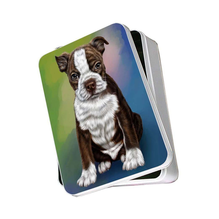 Boston Terrier Puppy Dog Photo Storage Tin