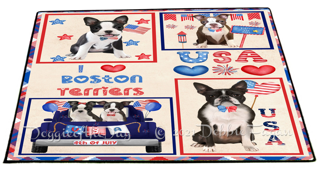 4th of July Independence Day I Love USA Boston Terrier Dogs Floormat FLMS56146 Floormat FLMS56146