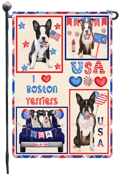 4th of July Independence Day I Love USA Boston Terrier Dogs Garden Flag GFLG66880