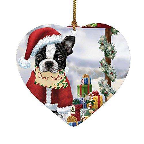 Boston Terriers Dear Santa Letter Christmas Holiday Mailbox Dog Heart Ornament