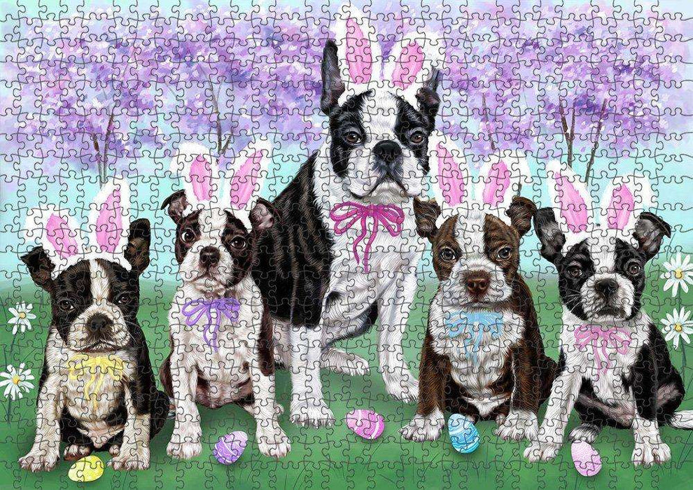 Boston Terriers Dog Easter Holiday Puzzle with Photo Tin PUZL50226