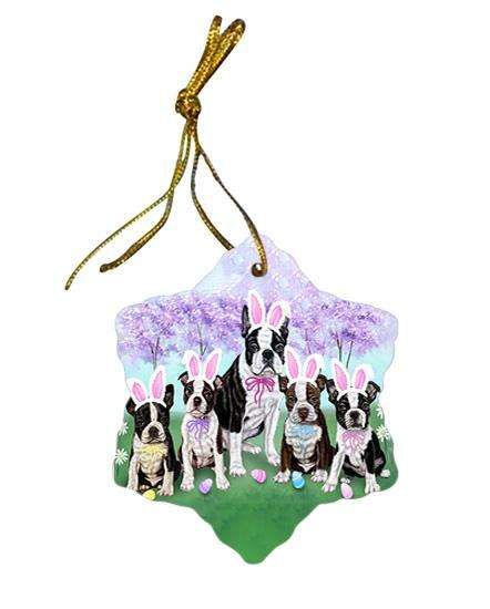 Boston Terriers Dog Easter Holiday Star Porcelain Ornament SPOR49053