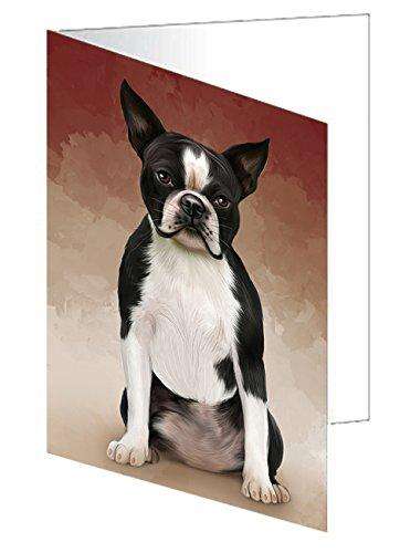 Boston Terriers Dog Handmade Artwork Assorted Pets Greeting Cards and Note Cards with Envelopes for All Occasions and Holiday Seasons D085