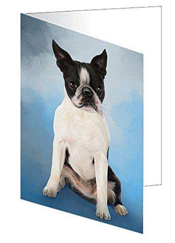 Boston Terriers Dog Handmade Artwork Assorted Pets Greeting Cards and Note Cards with Envelopes for All Occasions and Holiday Seasons D086