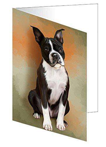 Boston Terriers Dog Handmade Artwork Assorted Pets Greeting Cards and Note Cards with Envelopes for All Occasions and Holiday Seasons D087