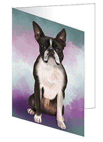 Boston Terriers Dog Handmade Artwork Assorted Pets Greeting Cards and Note Cards with Envelopes for All Occasions and Holiday Seasons D088