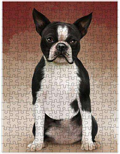 Boston Terriers Dog Puzzle with Photo Tin D040