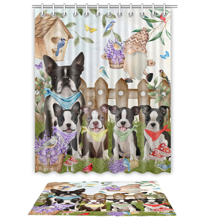 Boston Terrier Shower Curtain & Bath Mat Set - Explore a Variety of Custom Designs - Personalized Curtains with hooks and Rug for Bathroom Decor - Dog Gift for Pet Lovers