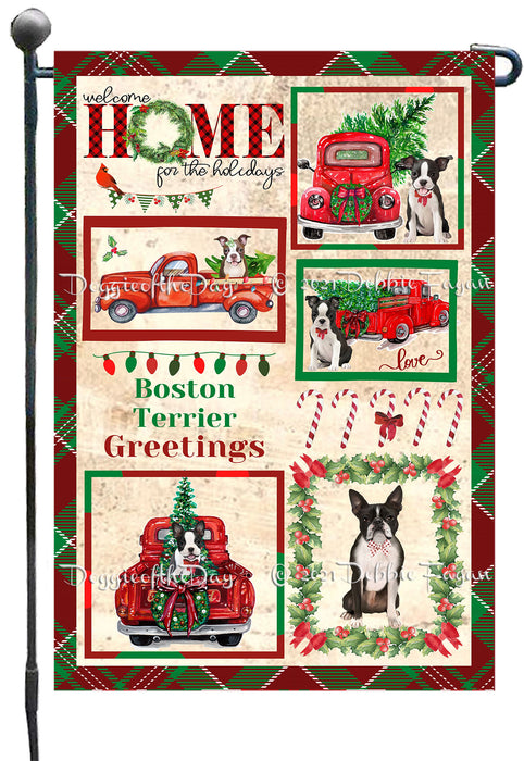 Welcome Home for Christmas Holidays Boston Terrier Dogs Garden Flag GFLG66988