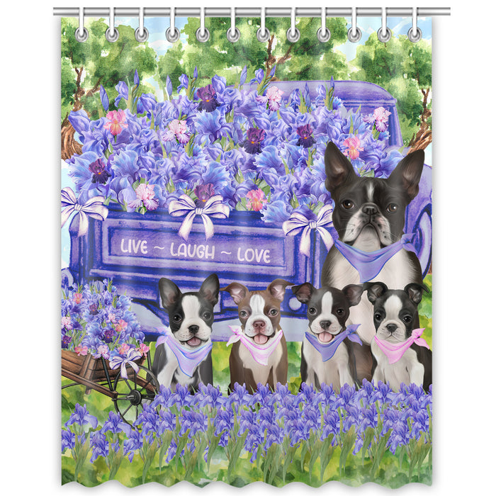 Boston Terrier Shower Curtain, Custom Bathtub Curtains with Hooks for Bathroom, Explore a Variety of Designs, Personalized, Gift for Pet and Dog Lovers