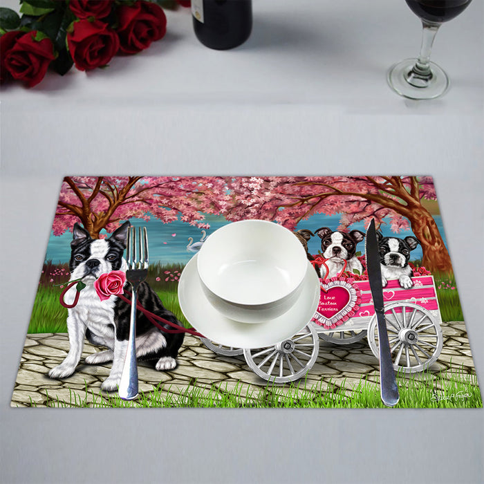 I Love Boston Terrier Dogs in a Cart Placemat