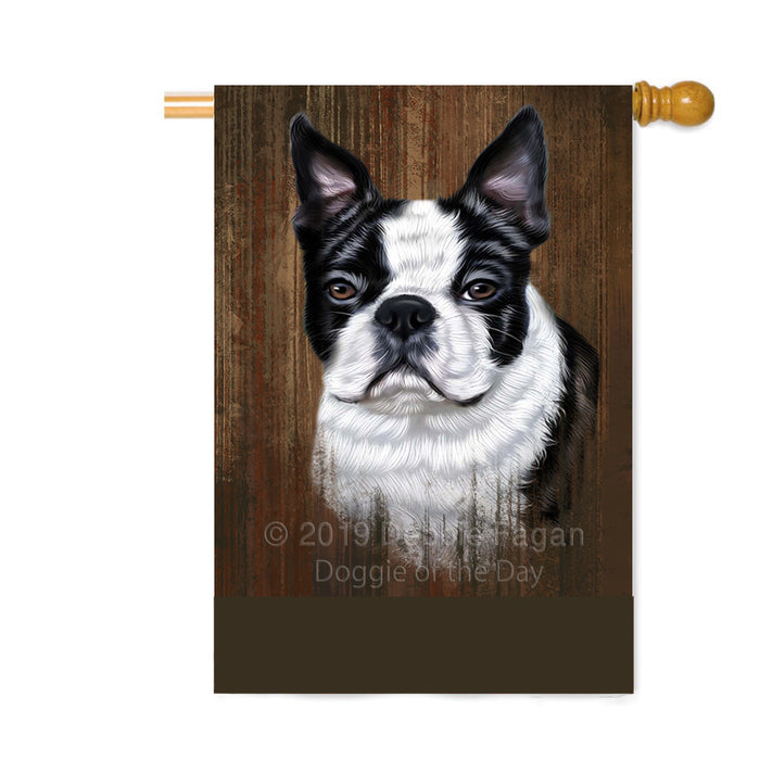Personalized Rustic Boston Terrier Dog Custom House Flag FLG64525