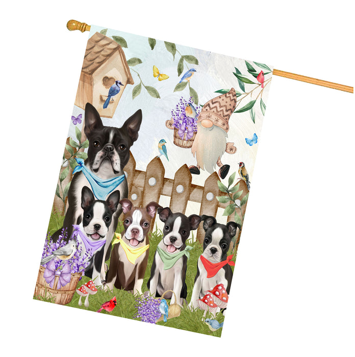 Boston Terrier Dogs House Flag: Explore a Variety of Designs, Custom, Personalized, Weather Resistant, Double-Sided, Home Outside Yard Decor for Dog and Pet Lovers