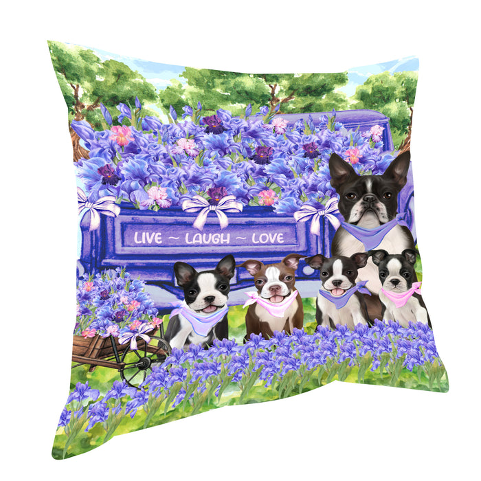 Boston Terrier Pillow: Cushion for Sofa Couch Bed Throw Pillows, Personalized, Explore a Variety of Designs, Custom, Pet and Dog Lovers Gift