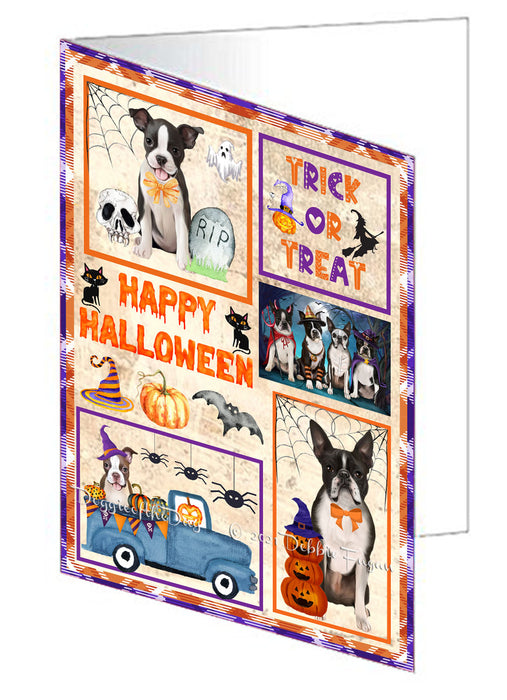 Happy Halloween Trick or Treat Boxer Dogs Handmade Artwork Assorted Pets Greeting Cards and Note Cards with Envelopes for All Occasions and Holiday Seasons GCD76439