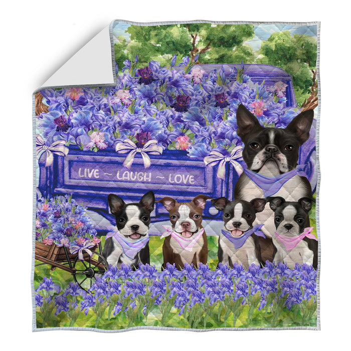 Boston Terrier Bedding Quilt, Bedspread Coverlet Quilted, Explore a Variety of Designs, Custom, Personalized, Pet Gift for Dog Lovers