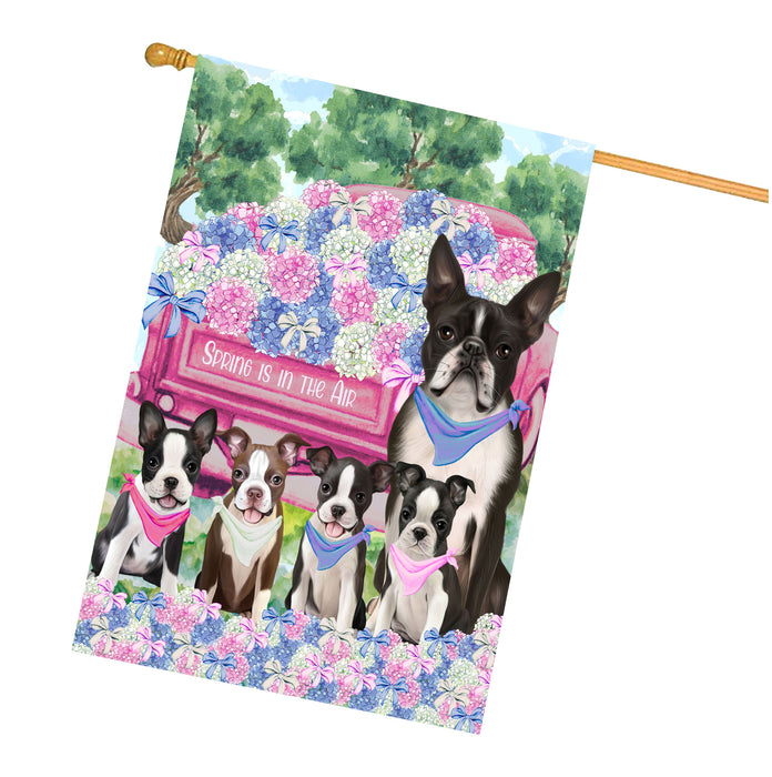 Boston Terrier Dogs House Flag: Explore a Variety of Personalized Designs, Double-Sided, Weather Resistant, Custom, Home Outside Yard Decor for Dog and Pet Lovers