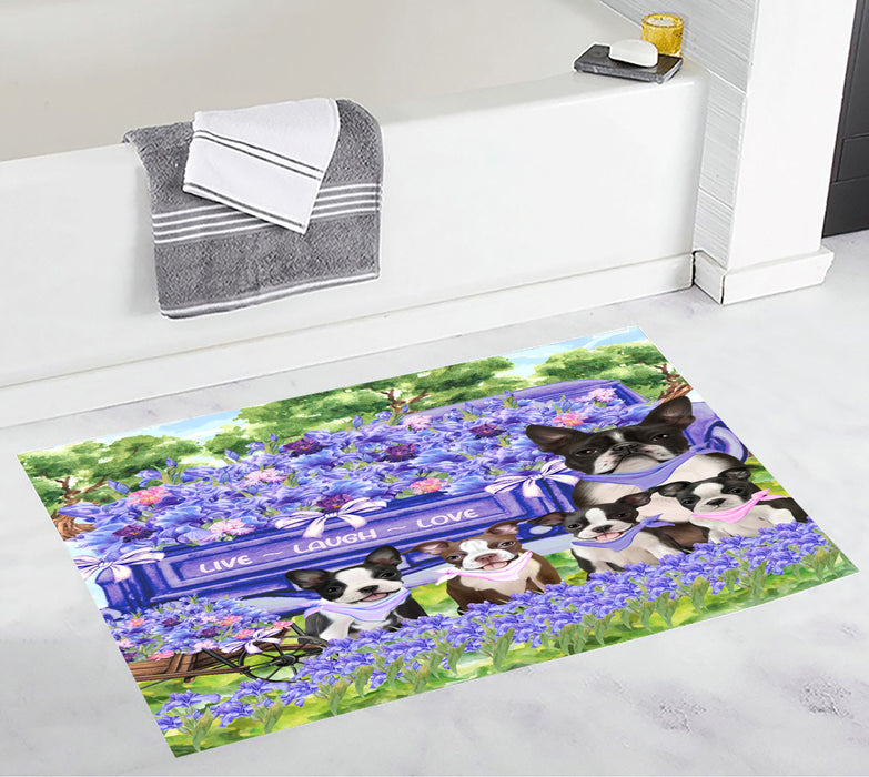 Boston Terrier Custom Bath Mat, Explore a Variety of Personalized Designs, Anti-Slip Bathroom Pet Rug Mats, Dog Lover's Gifts