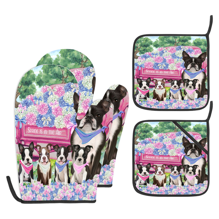 Boston Terrier Oven Mitts and Pot Holder: Explore a Variety of Designs, Potholders with Kitchen Gloves for Cooking, Custom, Personalized, Gifts for Pet & Dog Lover