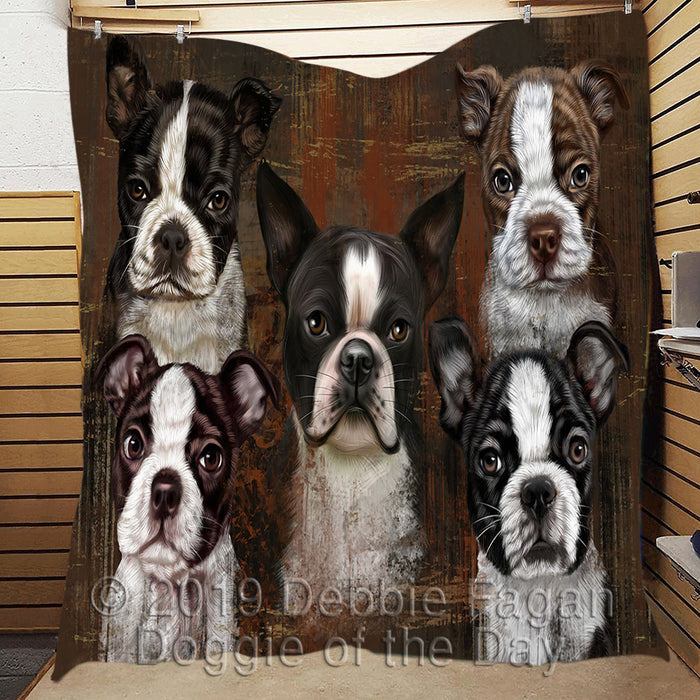 Rustic Boston Terrier Dogs Quilt