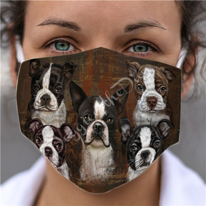 Rustic Boston Terrier Dogs Face Mask FM50035