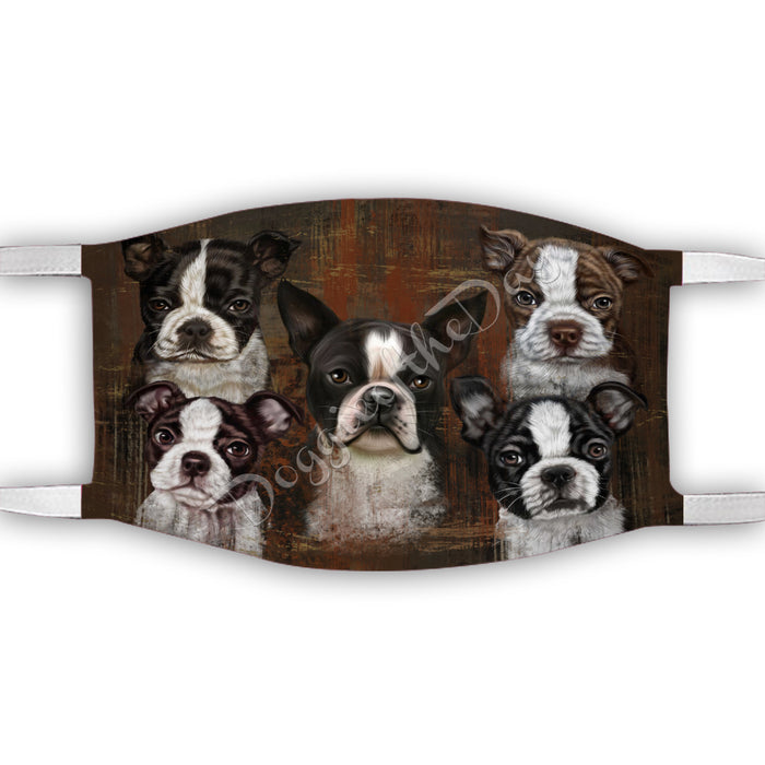 Rustic Boston Terrier Dogs Face Mask FM50035