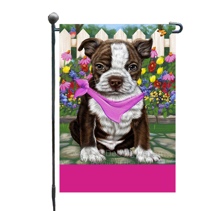 Personalized Spring Floral Boston Terrier Dog Custom Garden Flags GFLG-DOTD-A62774