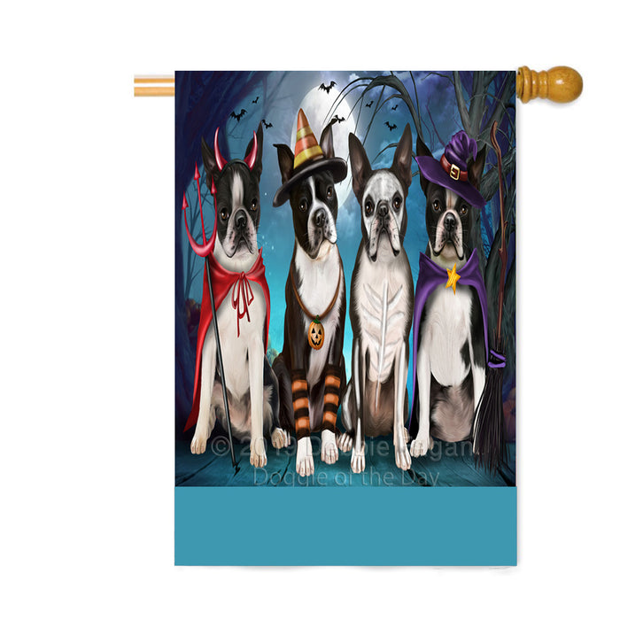 Personalized Happy Halloween Trick or Treat Boston Terrier Dogs Custom House Flag FLG64037