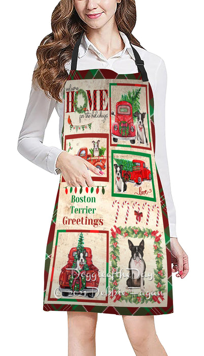 Welcome Home for Holidays Boston Terrier Dogs Apron Apron48391