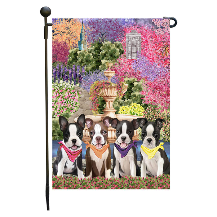 Boston Terrier Dogs Garden Flag: Explore a Variety of Designs, Weather Resistant, Double-Sided, Custom, Personalized, Outside Garden Yard Decor, Flags for Dog and Pet Lovers
