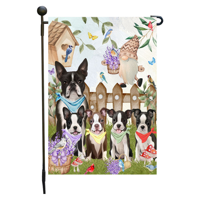 Boston Terrier Dogs Garden Flag: Explore a Variety of Designs, Custom, Personalized, Weather Resistant, Double-Sided, Outdoor Garden Yard Decor for Dog and Pet Lovers