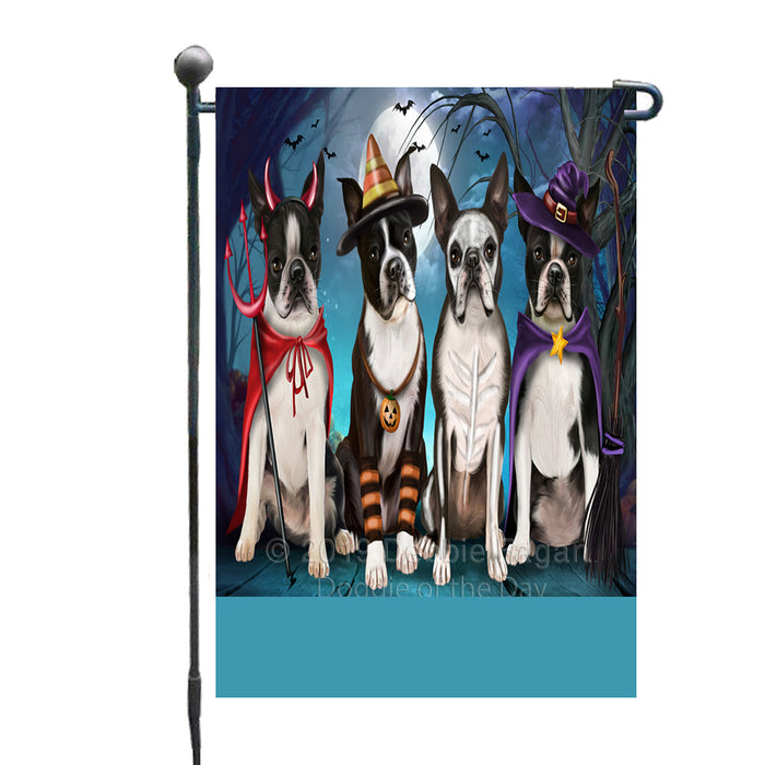 Personalized Happy Halloween Trick or Treat Boston Terrier Dogs Custom Garden Flag GFLG64346