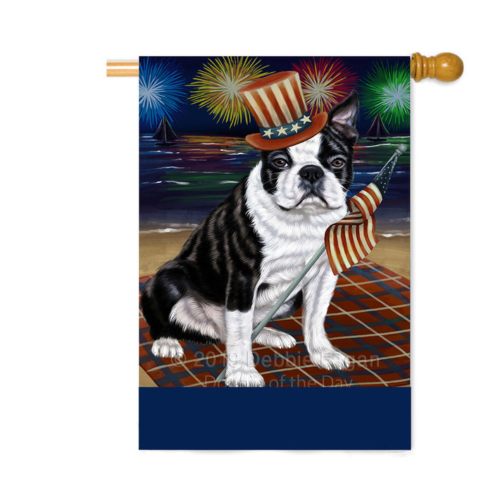 Personalized 4th of July Firework Boston Terrier Dog Custom House Flag FLG-DOTD-A57869