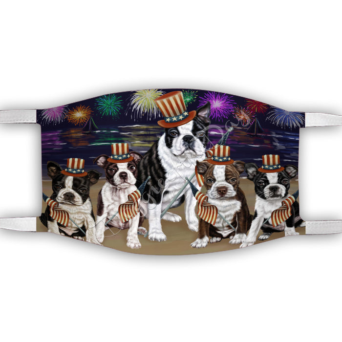 4th of July Independence Day Boston Terrier Dogs Face Mask FM49385