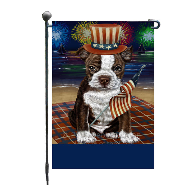 Personalized 4th of July Firework Boston Terrier Dog Custom Garden Flags GFLG-DOTD-A57816