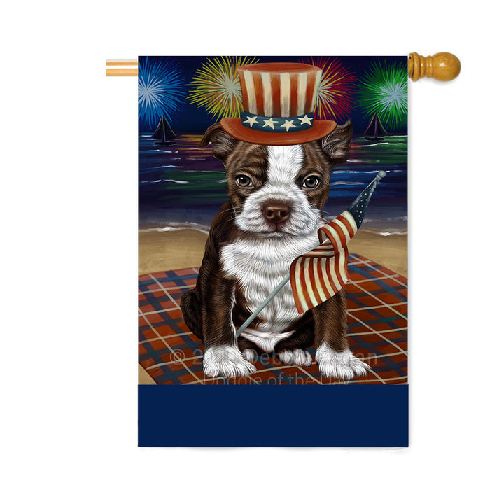 Personalized 4th of July Firework Boston Terrier Dog Custom House Flag FLG-DOTD-A57872
