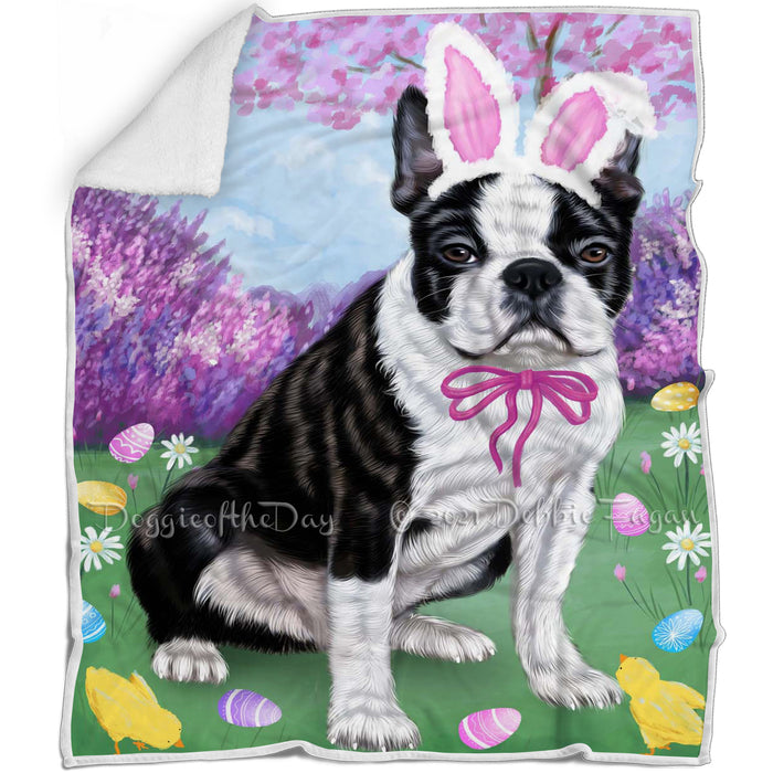 Boston Terrier Dog Easter Holiday Blanket BLNKT57144