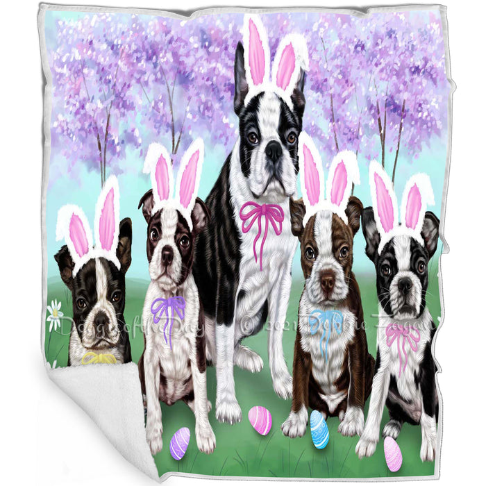 Boston Terriers Dog Easter Holiday Blanket BLNKT57153
