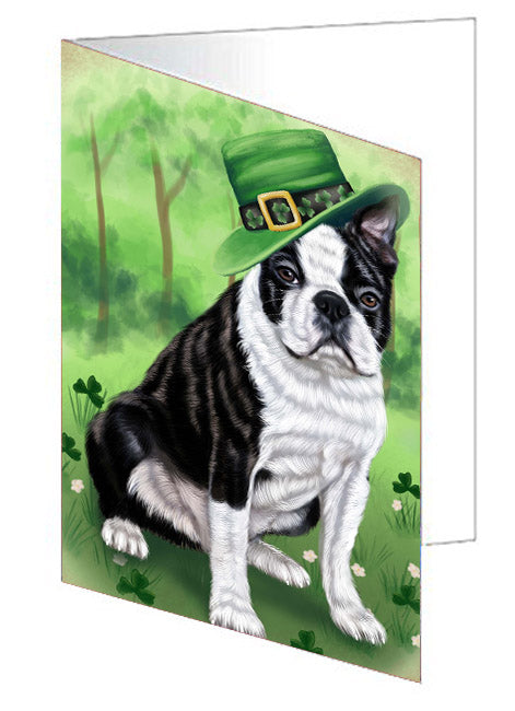 St. Patrick's Day Boston Terrier Dog Handmade Artwork Assorted Pets Greeting Cards and Note Cards with Envelopes for All Occasions and Holiday Seasons