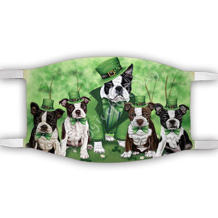 St. Patricks Day Irish Boston Terrier Dogs Face Mask FM50132