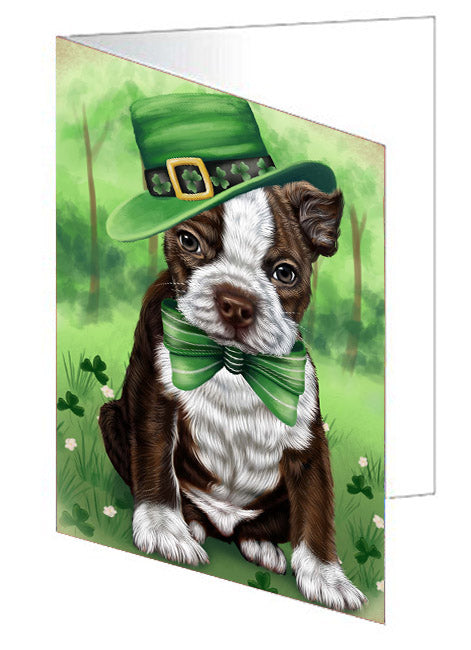 St. Patrick's Day Boston Terrier Dog Handmade Artwork Assorted Pets Greeting Cards and Note Cards with Envelopes for All Occasions and Holiday Seasons